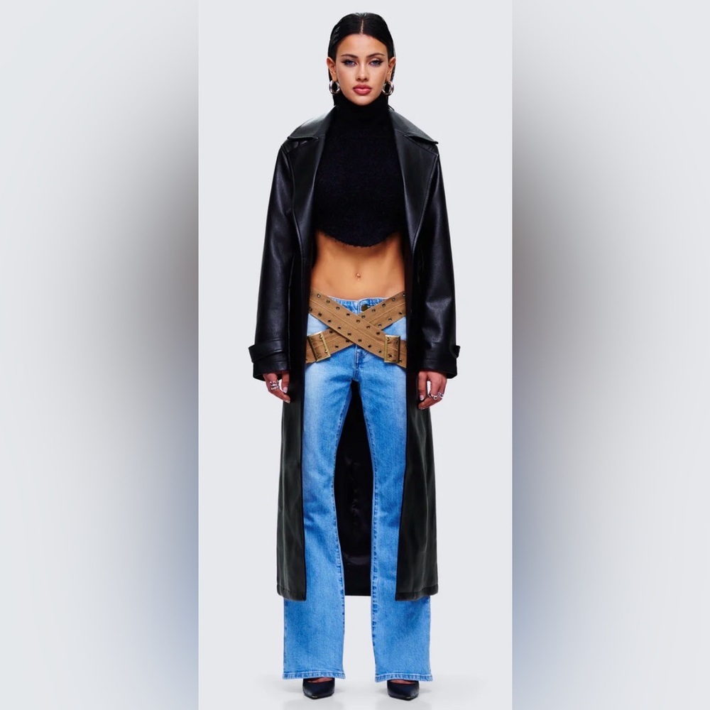 Finesse Ara Black Vegan Leather Coat